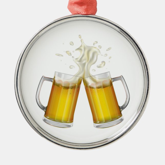 Two mugs with a light beer. metal ornament (Front)