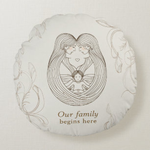 Two mums baby shower round cushion