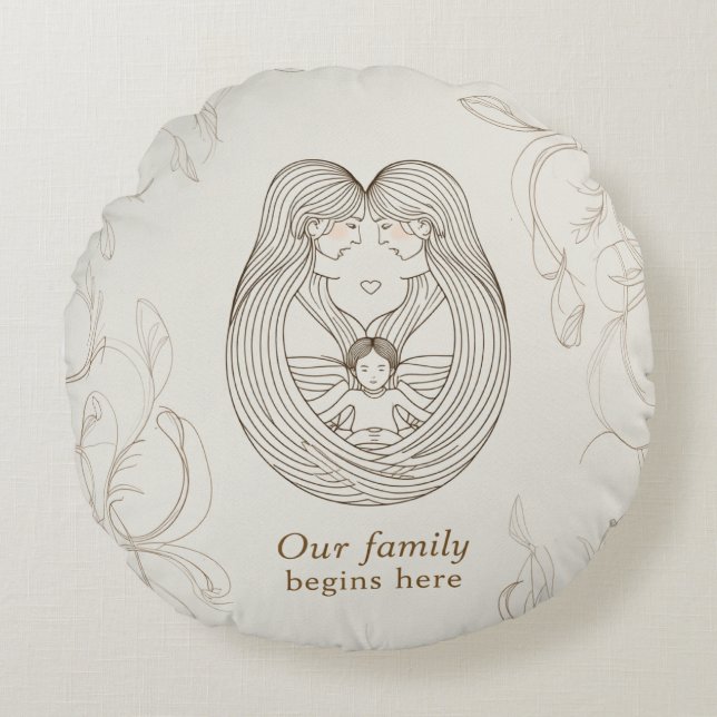 Two mums baby shower  round cushion (Front)