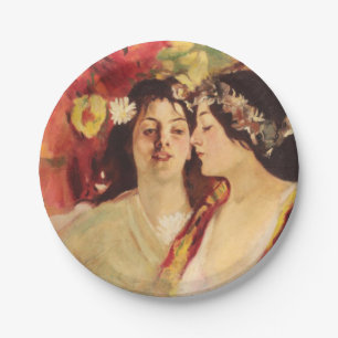 Two Muses of Spring (by Stefan Luchian) Paper Plate