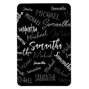 Two names couple pattern monogram black grey white magnet