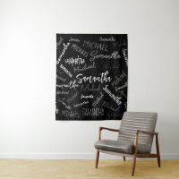 Two names couple pattern monogram black grey white