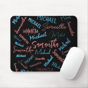 Two names couples pattern monogram blue light pink mouse pad