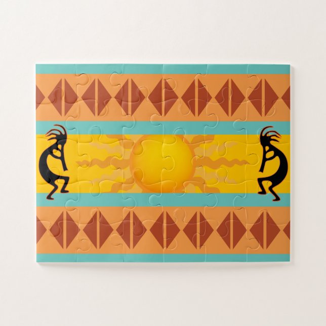 Two Native American Southwest Kokopelli Puzzle (Horizontal)