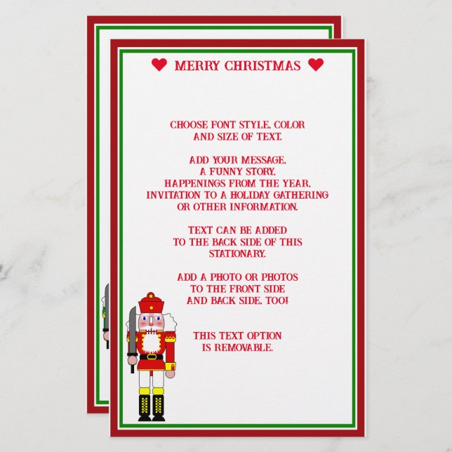 Two Nutcracker Soldiers Christmas Stationery (Front/Back)