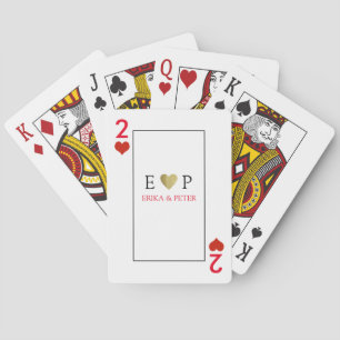 Two of Hearts love wedding monogram white Playing Cards