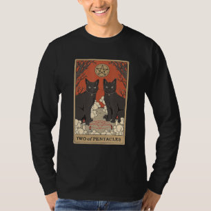 Two Of Pentacles Tarot Card Cat T-Shirt