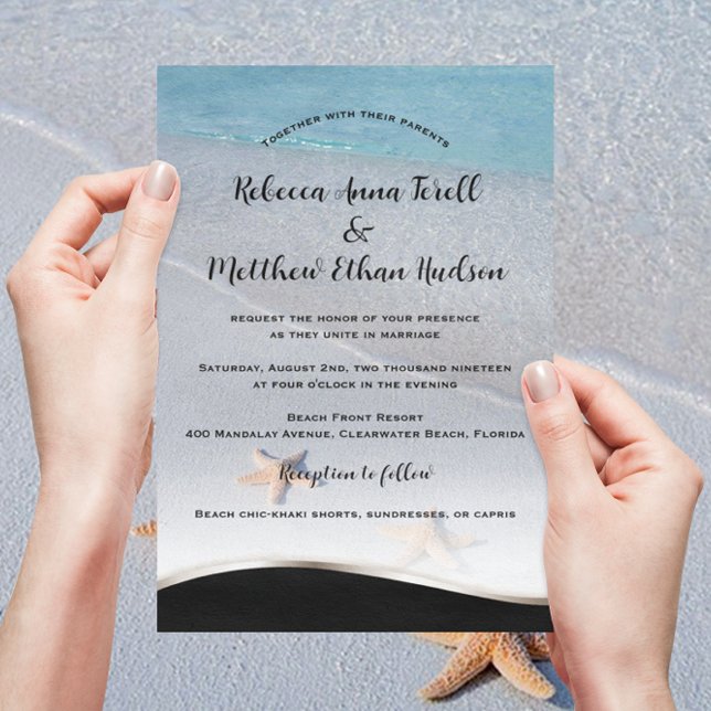 Two of Us/Ocean Love Starfish Beach Wedding Invite (Creator Uploaded)