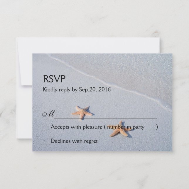 Two of Us | Ocean Love Starfish Response RSVP Card (Front)
