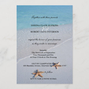 Two of Us   Ocean Love Starfish Wedding Invitation