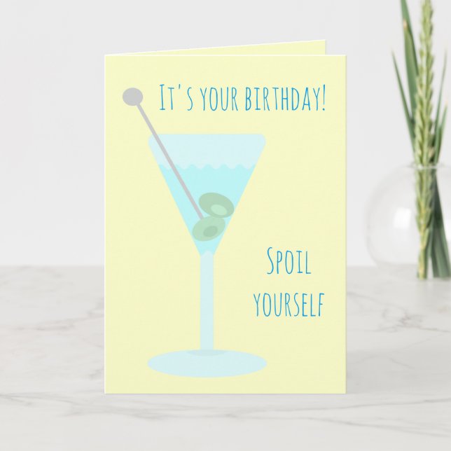 Two olive martini Happy Birthday Greetings Card (Front)