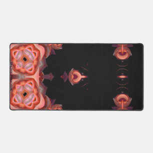 Two orange heart in black on the earth desk mat