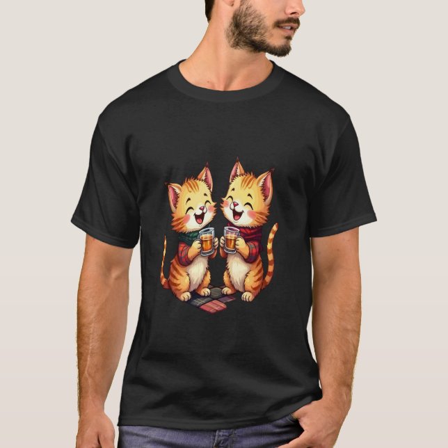Two Orange Tabby Cats With Drams Scottish Themed C T-Shirt (Front)