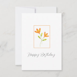 Two Orange Watercolor Flowers Card