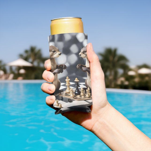 Two Otters Playing Chess,  Seltzer Can Cooler (In Situ Pool)