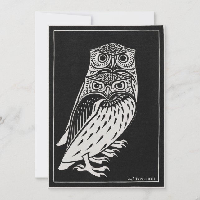 Two Owls, illustration by Julie de Graag Card (Front)