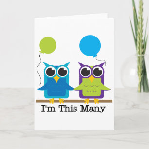 Two Owls I'm This Many Birthday Tshirts Card