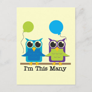 Two Owls I'm This Many Birthday Tshirts Postcard