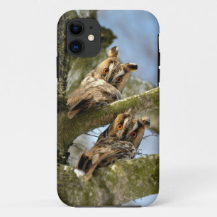 Two Owls in the Woods, birds, wildlife Case-Mate i iPhone Case