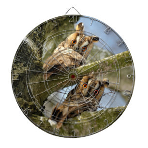 Two Owls in the Woods, birds, wildlife Dart Board