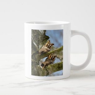 Two Owls in the Woods, birds, wildlife Giant Coffe Large Coffee Mug