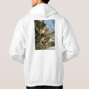 Two Owls in the Woods, birds, wildlife Hoodie