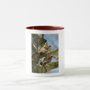 Two Owls in the Woods, birds, wildlife Mug