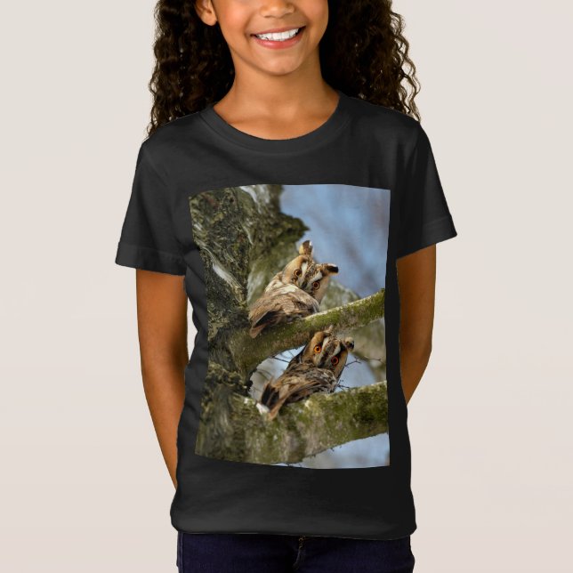Two Owls in the Woods, birds, wildlife T-Shirt (Front)