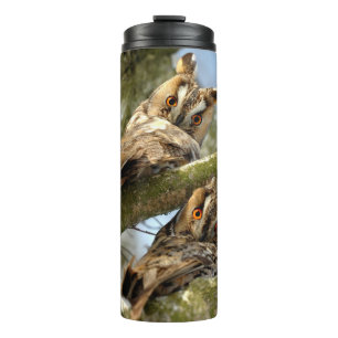 Two Owls in the Woods, birds, wildlife Thermal Tum Tumbler