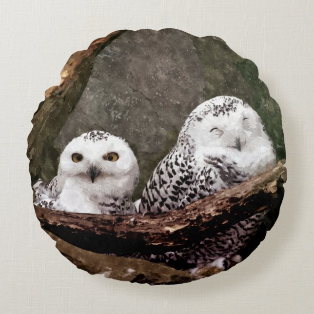 Two Owls Round Cushion (Front)
