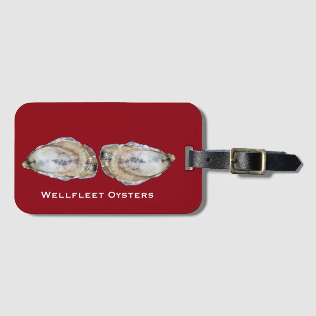 Two Oyster Luggage Tag - Design A Red (Front Horizontal)