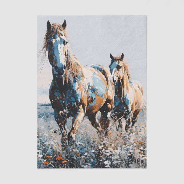 Two Paint Horses decoupage  Tissue Paper (Front)
