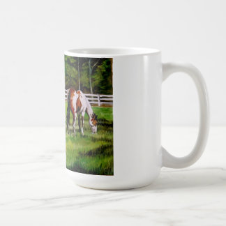 Two Paint Horses grazing Coffee Mug