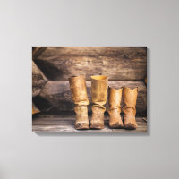 Two Pair Worn Cowboy Boots in Cabin