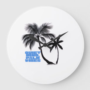 Two Palm Trees Wall Art Tropical Minimalist Large Clock