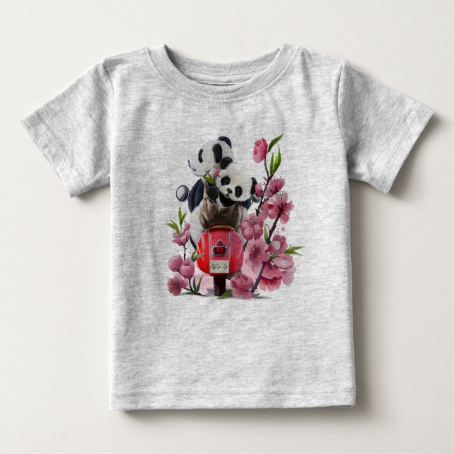 Two pandas ride a moped baby T-Shirt (Front)