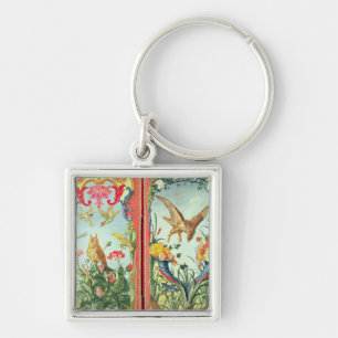 Two panels of carpet made into a folding key ring