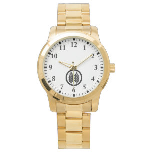 Two parallel holly leaves in circle watch