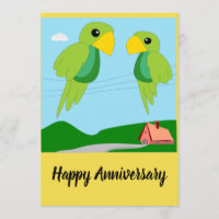 Two Parrots Happy Anniversary Card