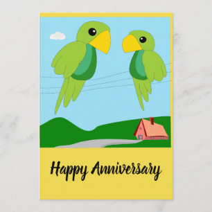 Two Parrots Happy Anniversary Card