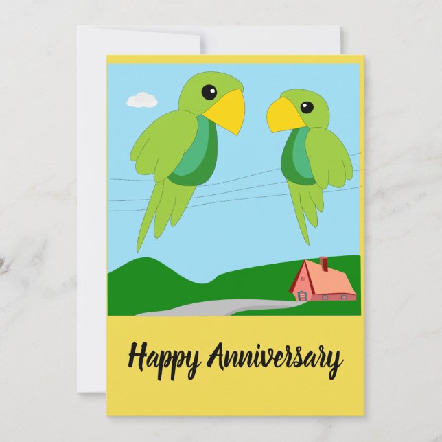 Two Parrots Happy Anniversary Card (Front)