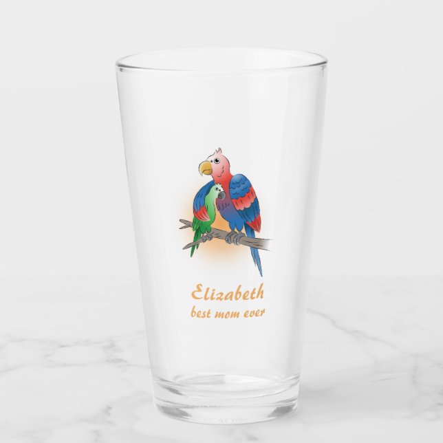 Two Parrots Happy Mother's Day Glass (Front)