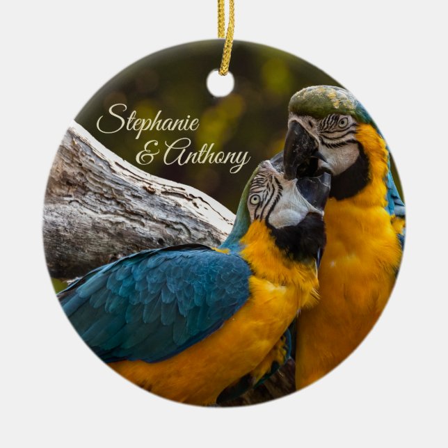 Two Parrots Tropical Birds  Ceramic Tree Decoration (Front)