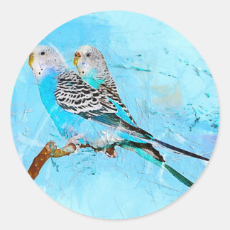 Two Parrots Watercolor  Classic Round Sticker