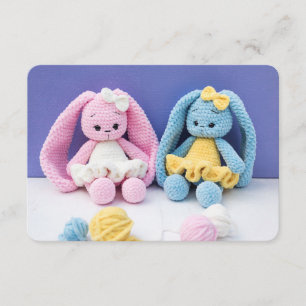 Two Pastel Crochet Bunnies Photography Enclosure Card