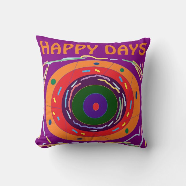 Two patterns design orange purple turn over cushion (Front)