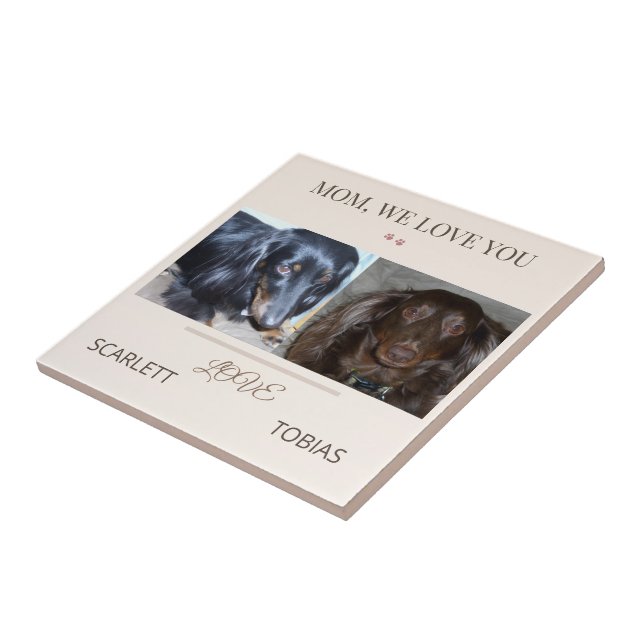 Two Paws Bless Mum With Love Tile (Side)