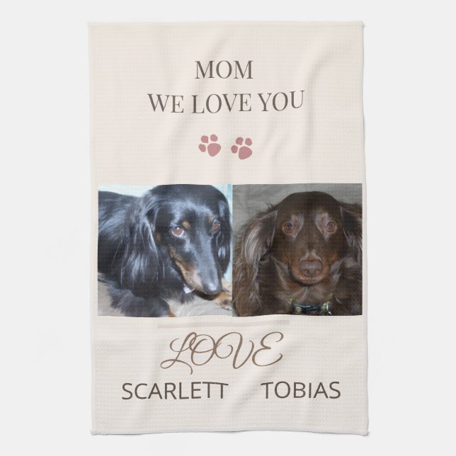 Two Paws Loving Mum Tea Towel (Vertical)