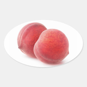 Two peaches oval sticker