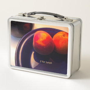Two Peaches Still Life Metal Lunchbox